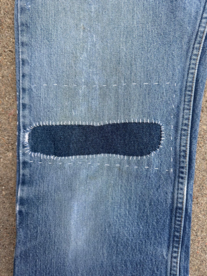 CUSTOM: 80’s Levi’s 517 Orange Tab Bootcut Boro Patched Denim Jeans USA (Men’s 32x31 / Women’s 30)