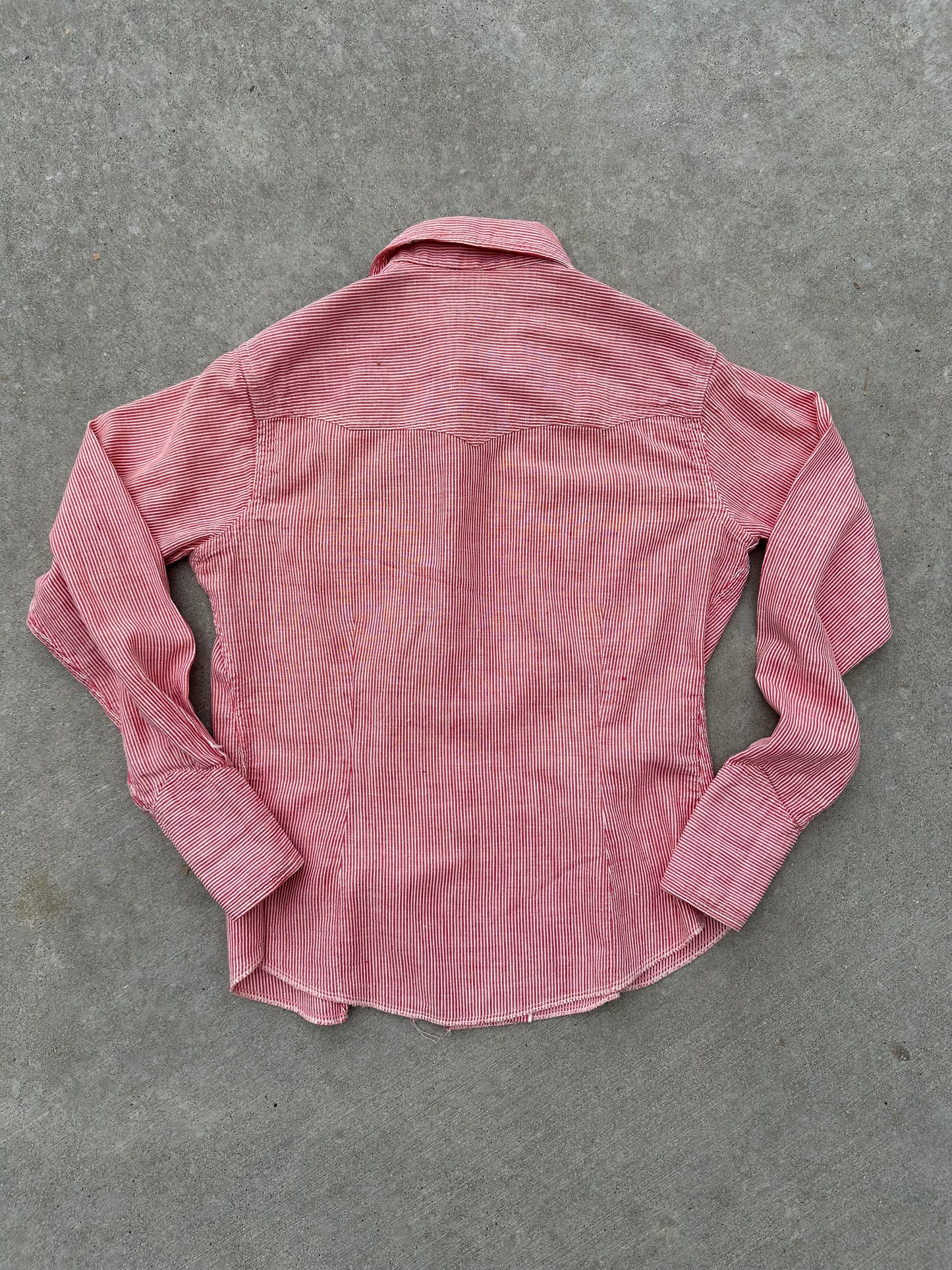 RARE 40’s Rockmount Ranchwear Women’s Sawtooth Woven Cotton Stripe Pearl Snap Shirt (XS/S)