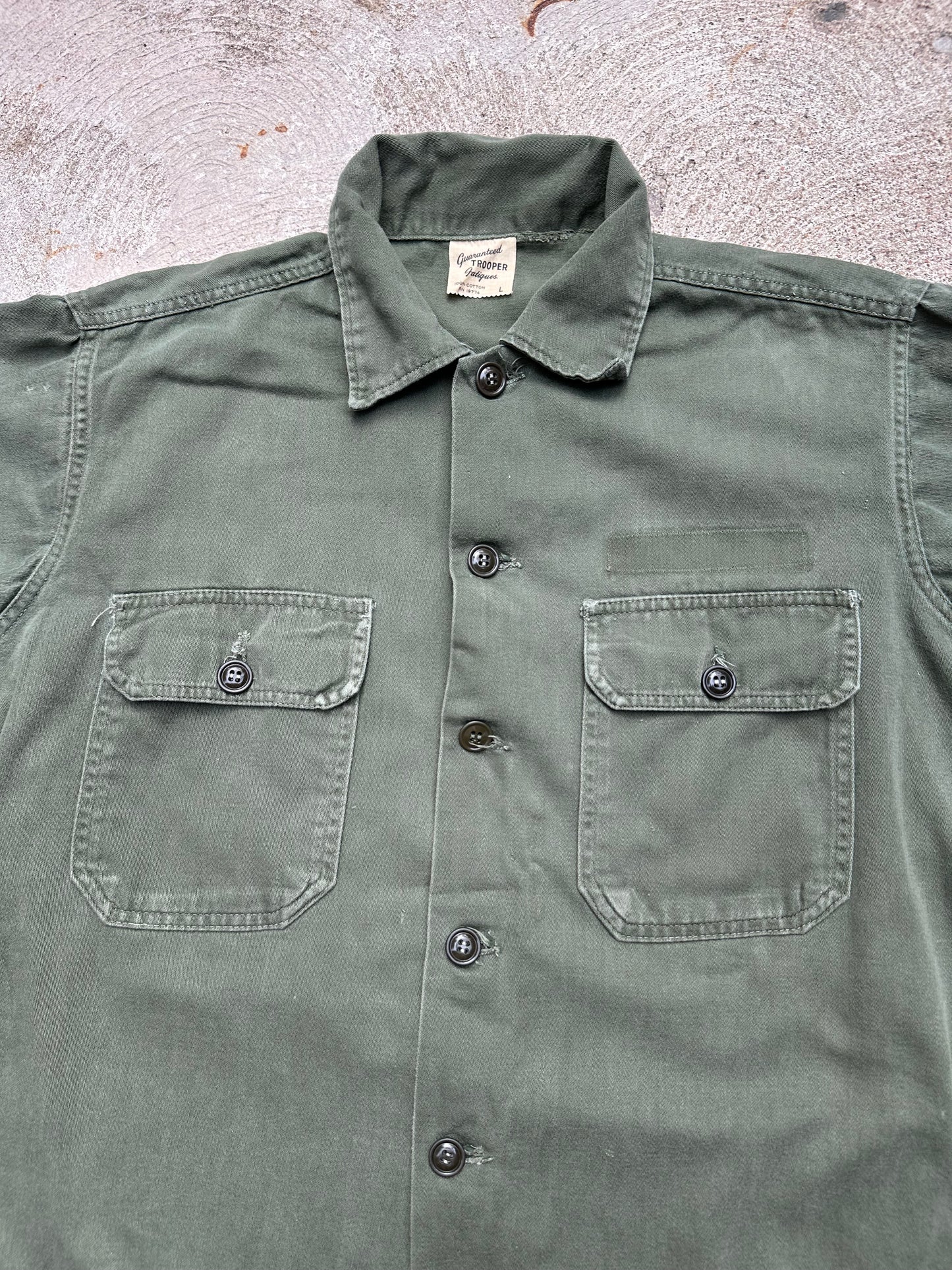60’s Trooper Fatigues OG-107 Selvedge Cotton Sateen Shirt Type 2 (Unisex L)