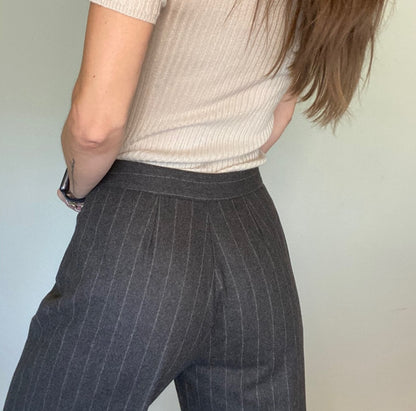 90’s CHANEL High-Rise Wide Leg Wool Pinstripe Pants (8/10)