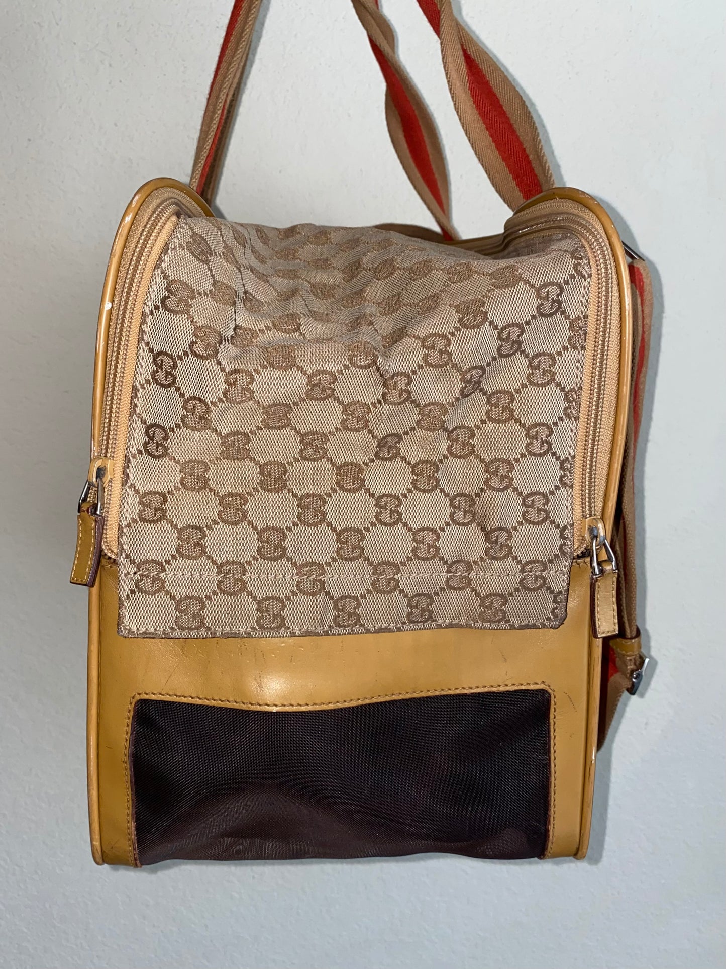 Vintage Gucci Monogram Web Dog / Pet Carrier