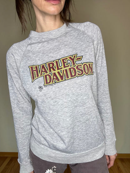 80’s Harley Davidson Threadbare Raglan Sweatshirt (S/M)