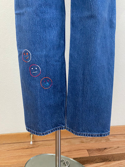 MCA REVIVAL: 80’s Levi’s 501 Hand Embroidered Jeans (32x29 / Modern 10)