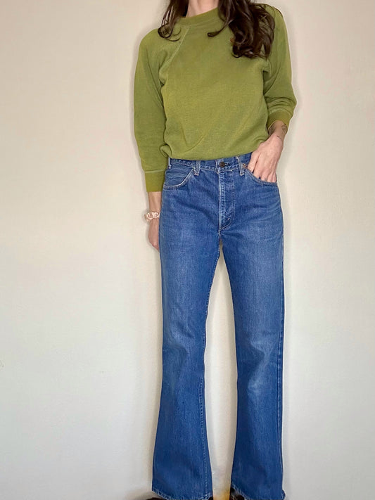 60’s/70’s Levi’s 646 Orange Tab Bell Flare #8 Button USA Jeans (Unisex 32x32 / Modern 8/10)