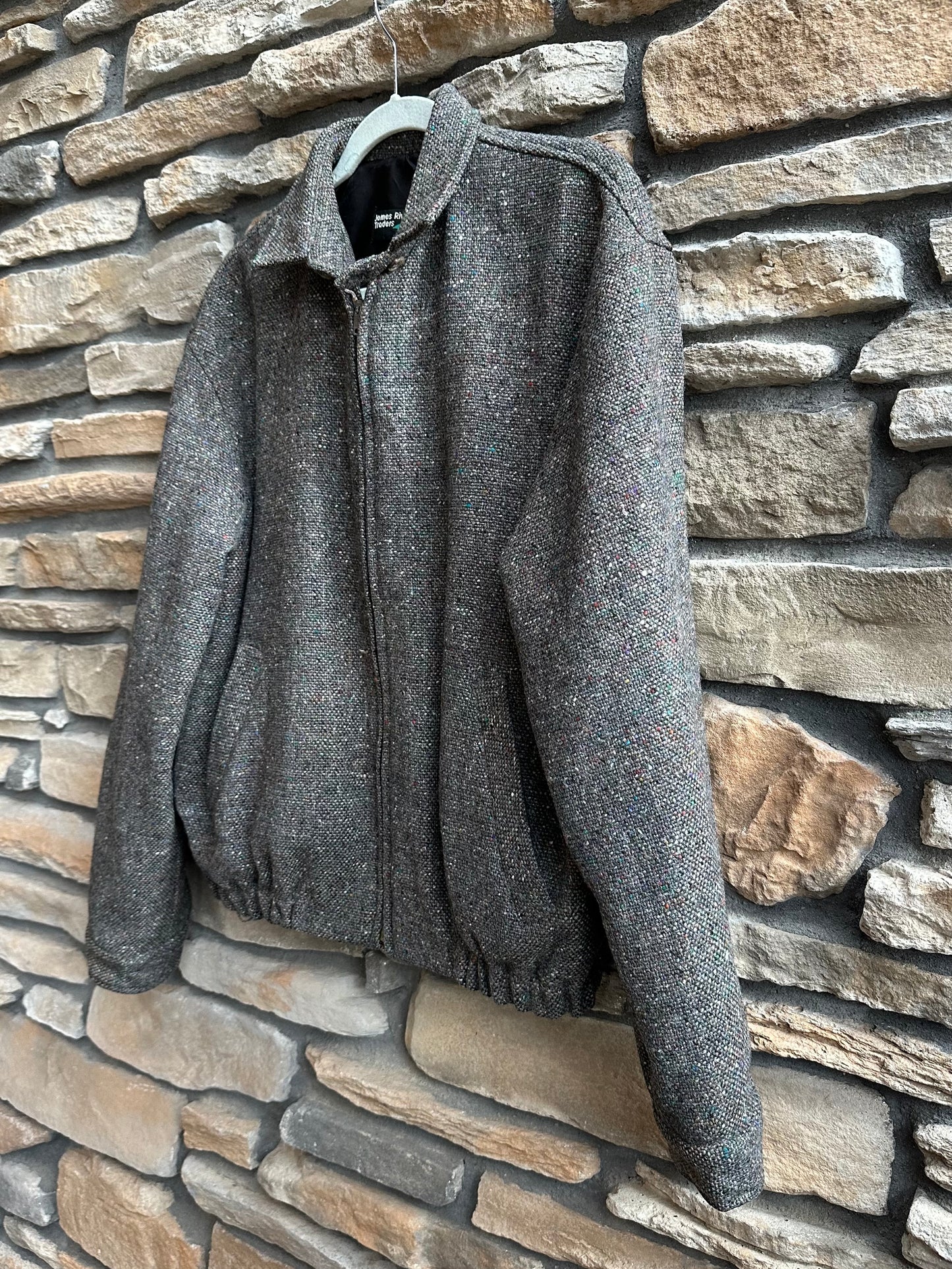 Vintage (50’s Style) Wool Tweed Zip-Up Rickey Jacket (Unisex L)