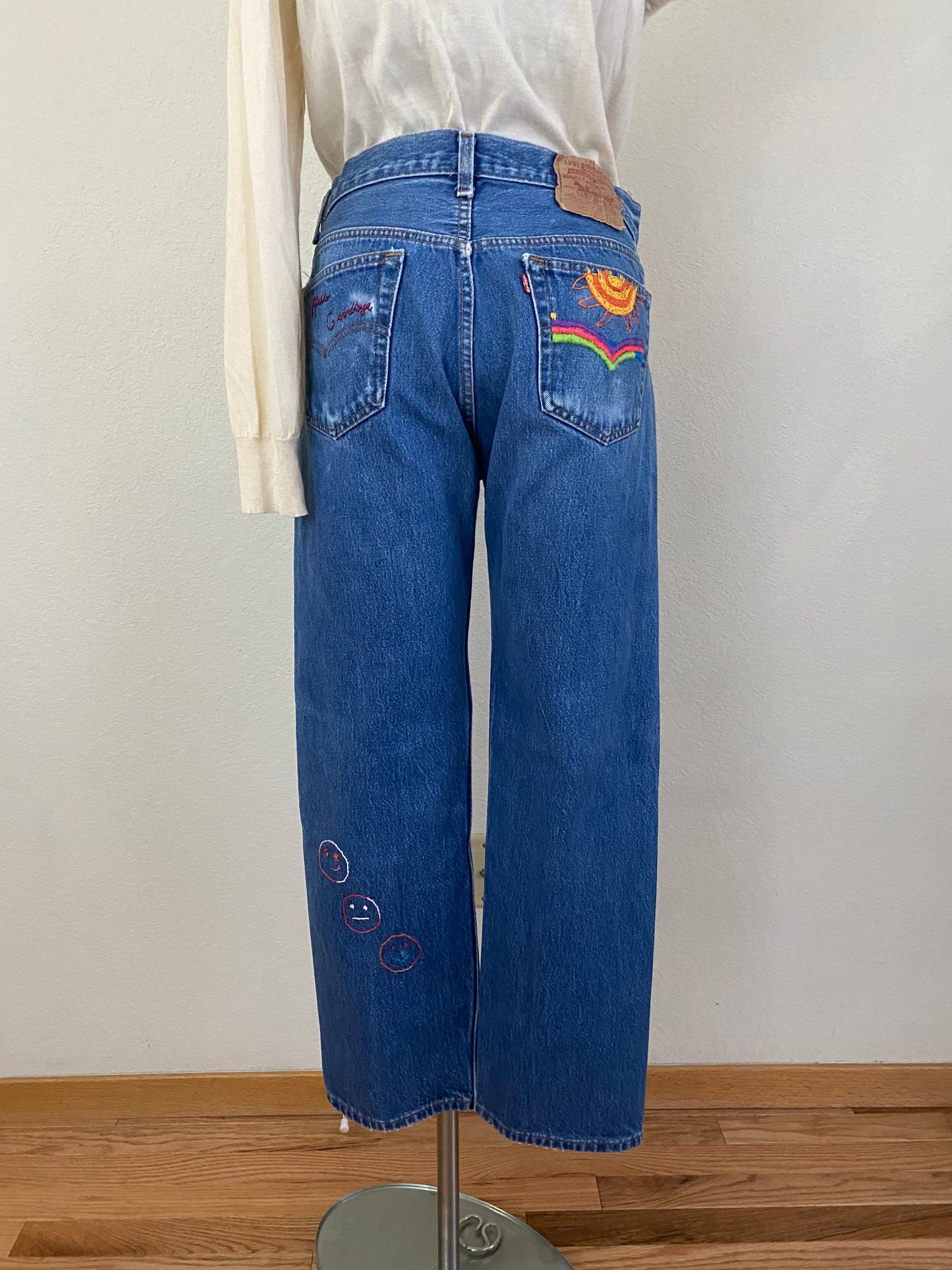 MCA REVIVAL: 80’s Levi’s 501 Hand Embroidered Jeans (32x29 / Modern 10)