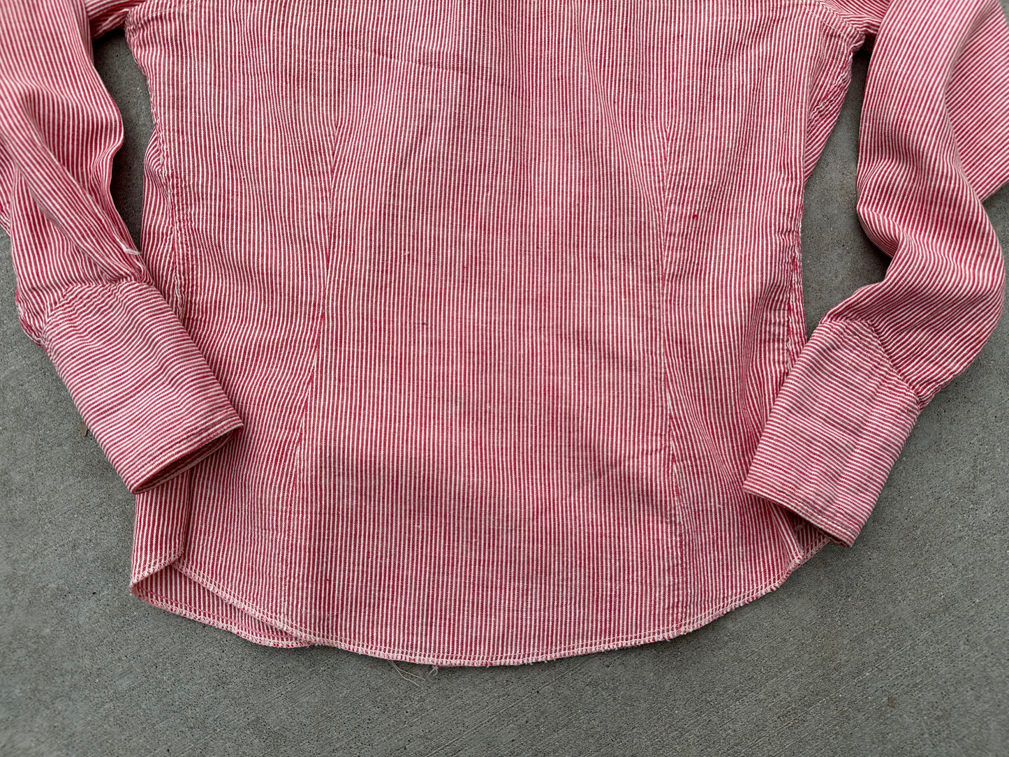 RARE 40’s Rockmount Ranchwear Women’s Sawtooth Woven Cotton Stripe Pearl Snap Shirt (XS/S)