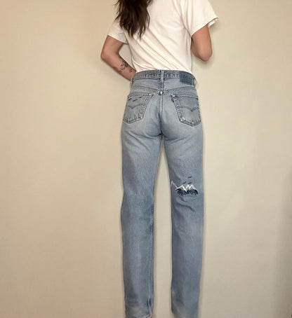 MCA Vintage Revival: 80’s Levi’s 501’s - Hand Patched & Hand Embroidered (31x32 / Modern 8)