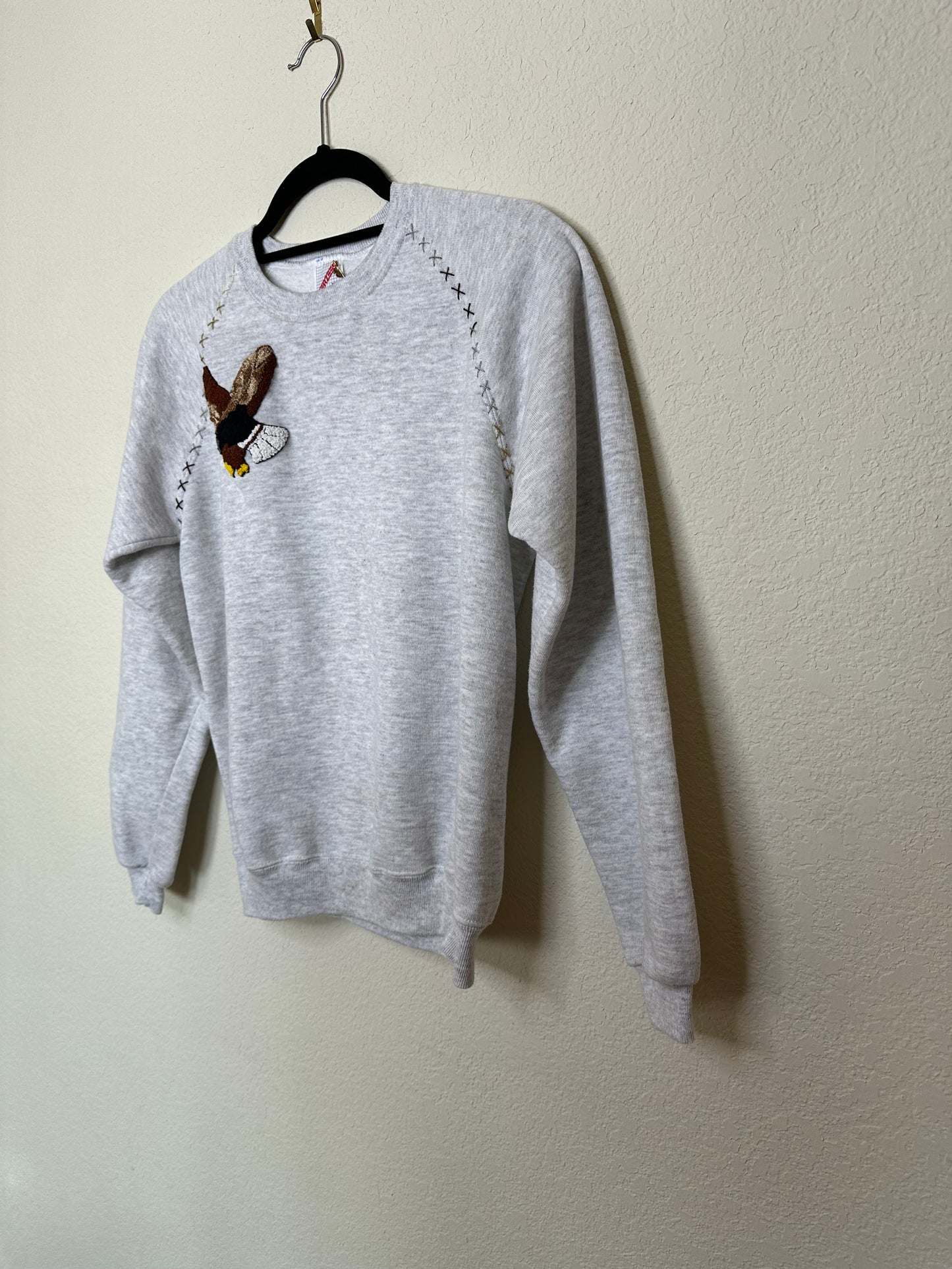 MCA VINTAGE REVIVAL: 80’s Raglan Hand Embroidered Eagle Sweatshirt (Women’s XS/S)