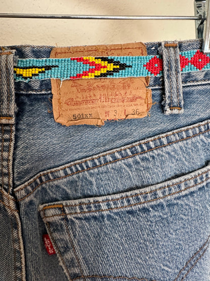 MCA Vintage Revival: Reworked 90’s Levi’s 501xx Beaded Jeans by BUZZ ‘18 USA (28x29 / Modern 2/4)