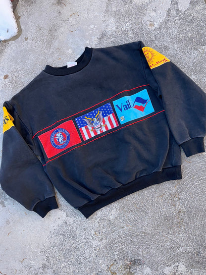 Rare 90s Heavyweight USA Ski Resort Patchwork Sweatshirt (Unisex L/XL)