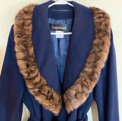 70’s Louis Féraud Mink Trim Angora Wrap Coat (M/L)