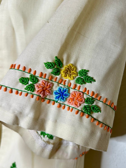 60s Star of Siam Handwoven Pure Silk Hand Embroidered Dress