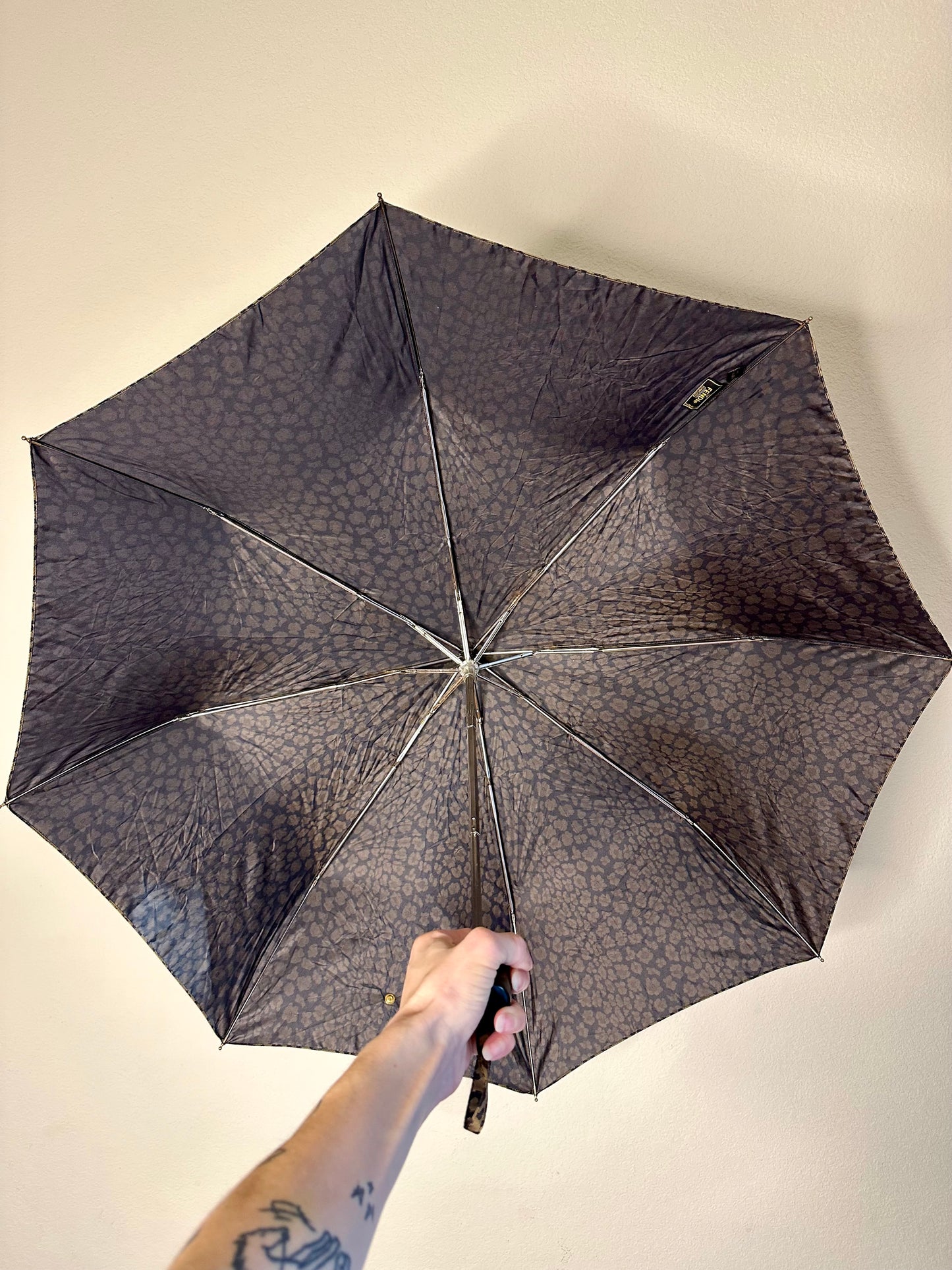 70’s Fendi Leopard Print Packable Umbrella