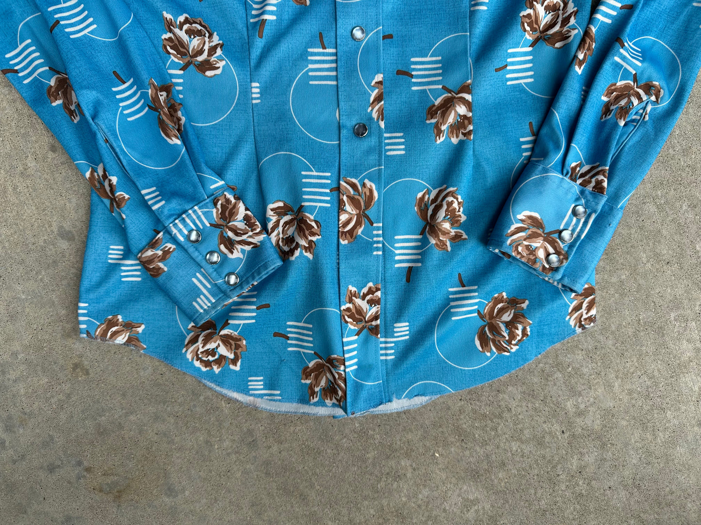 70’s H Bar C Women’s Rose Western Disco Pearl Snap Shirt (M)