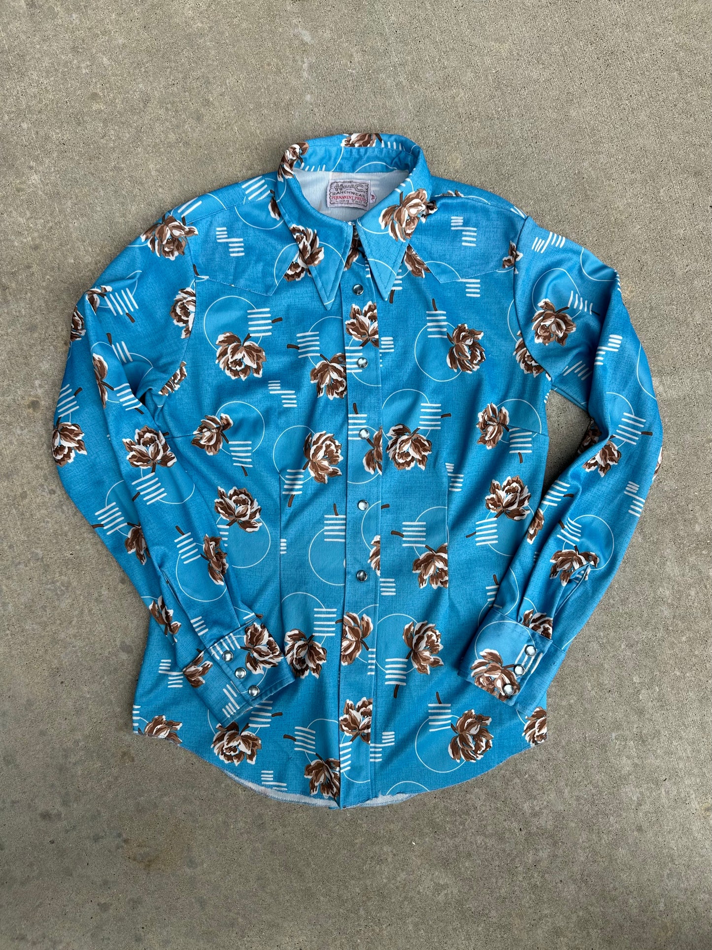 70’s H Bar C Women’s Rose Western Disco Pearl Snap Shirt (M)