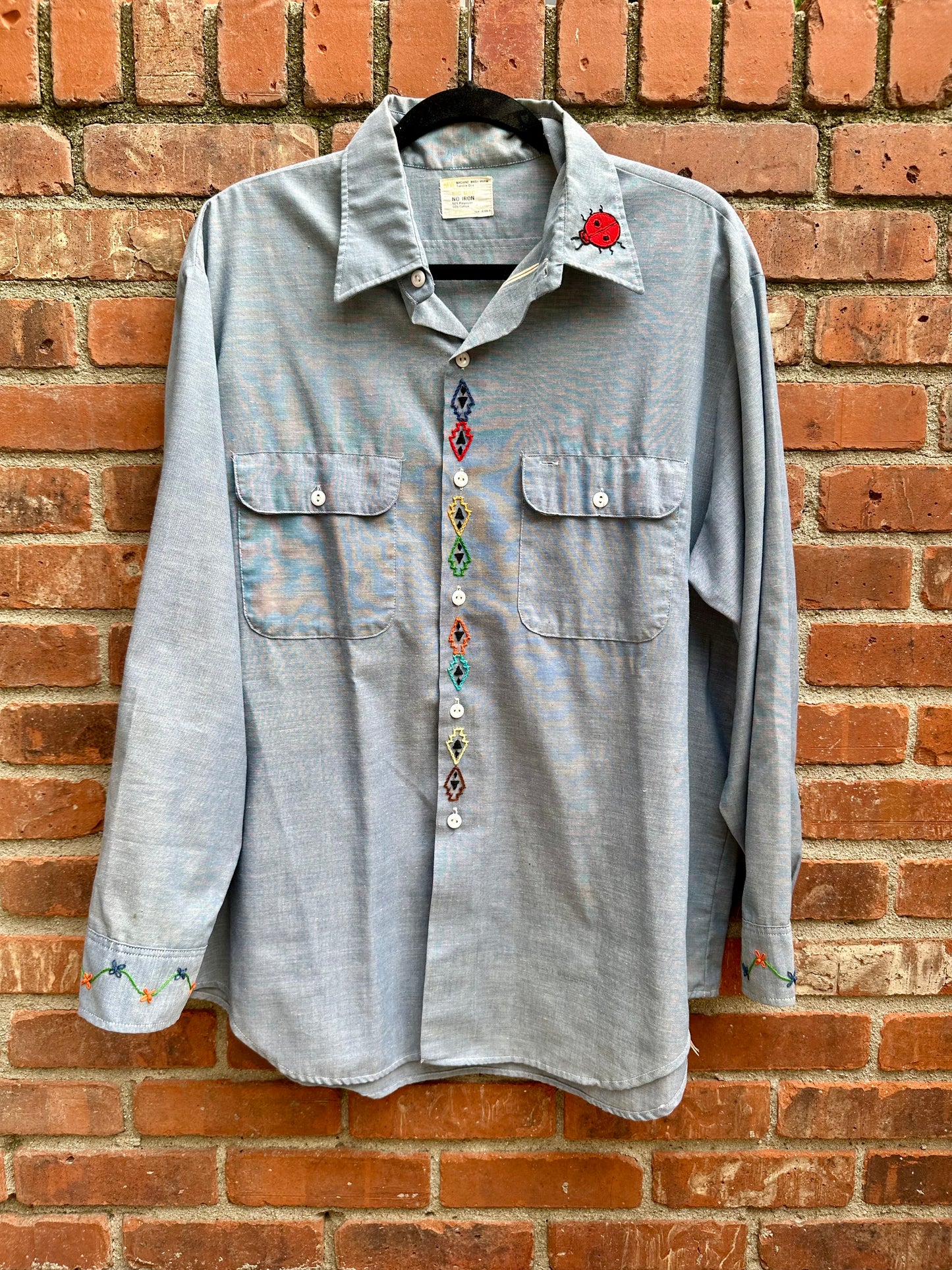 70’s Big Mac Selvedge Chambray Western Shirt w/ Hand Embroidery (Unisex XL)