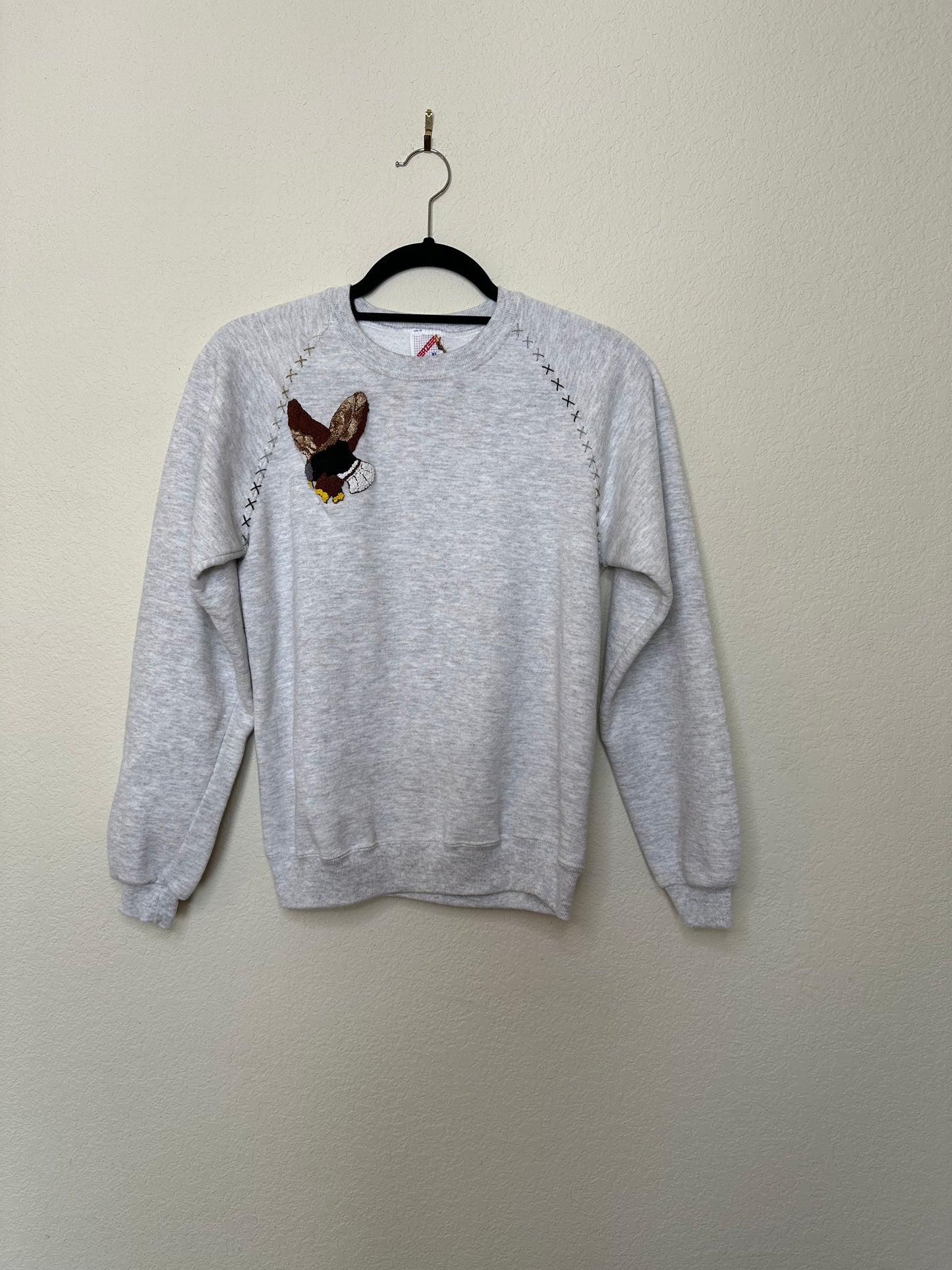 MCA VINTAGE REVIVAL: 80’s Raglan Hand Embroidered Eagle Sweatshirt (Women’s XS/S)