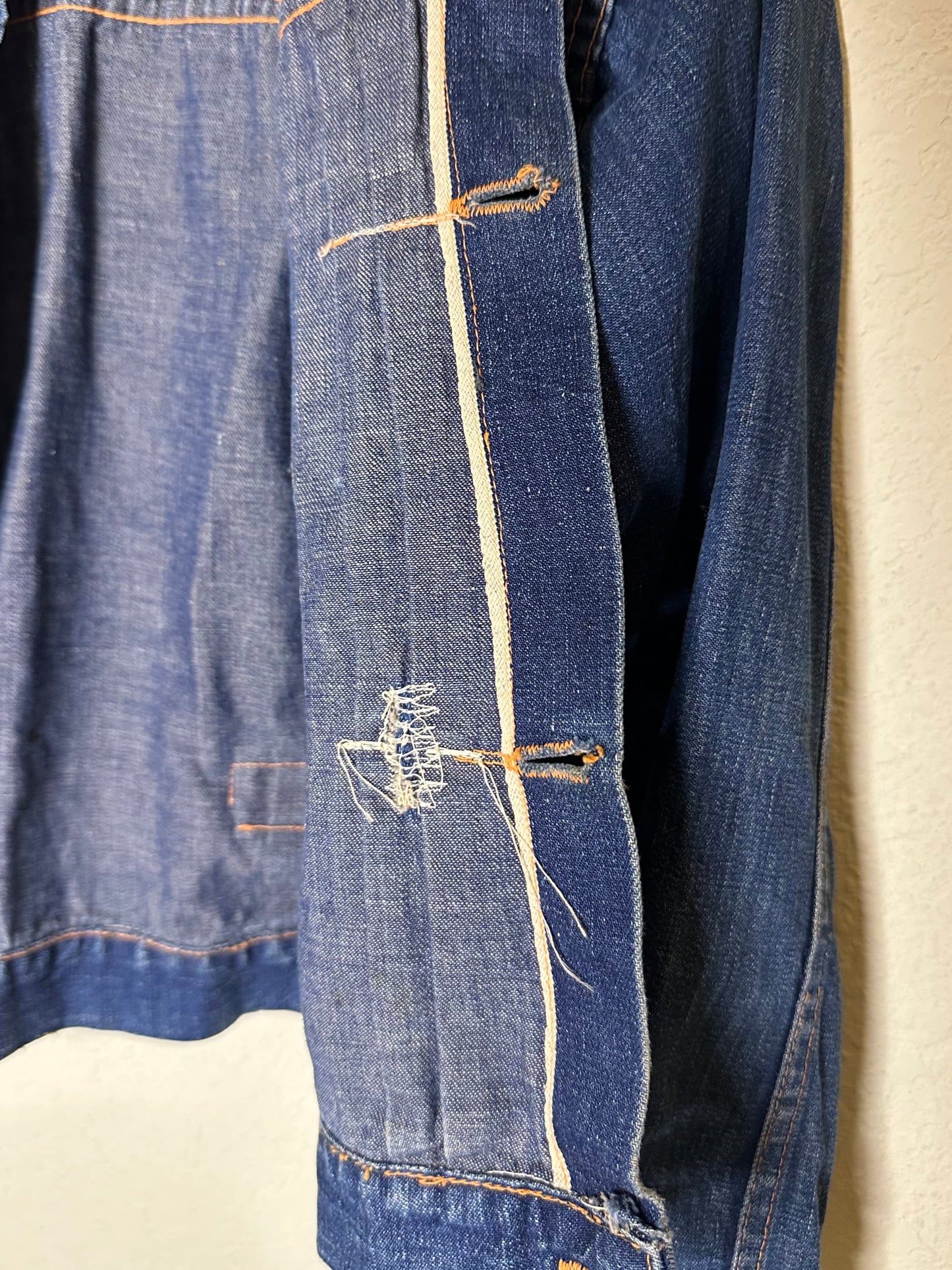 Rare 40’s Selvedge Buckle Back Pleated Type 1 Denim Jacket (Women’s XS)