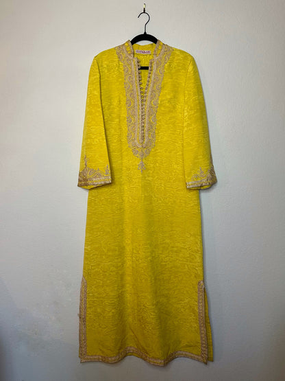 60’s Atlas Moirè Silk Moroccan Kaftan w/ Passementerie (cord work) Trim (S/M/L)