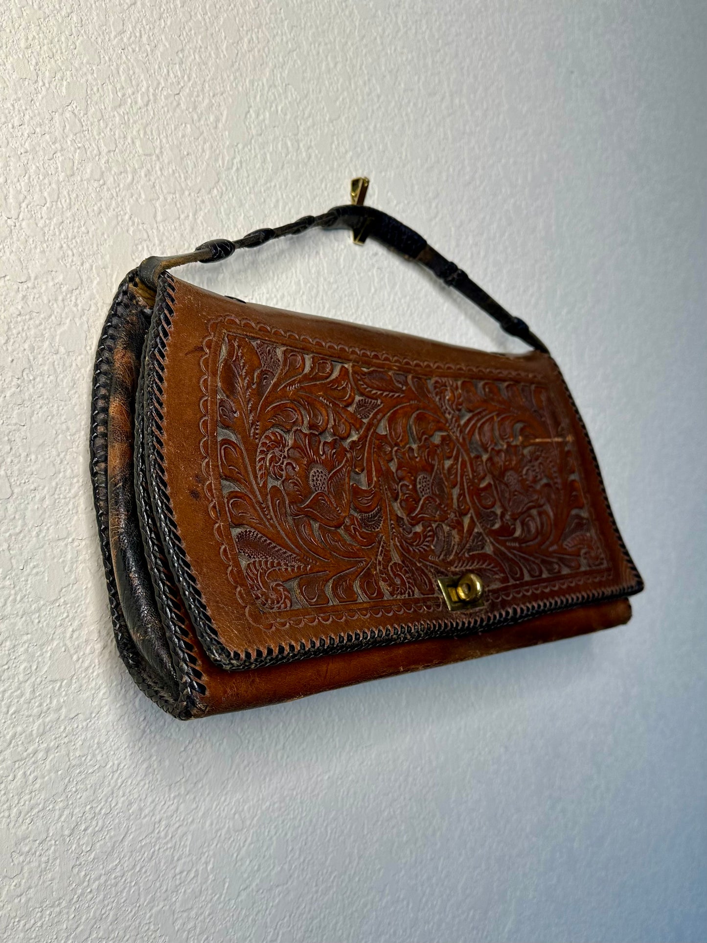 40’s Hand-Tooled Leather Western Bag