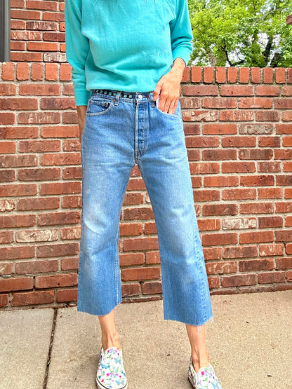 90’s Custom Beaded Waist Levi’s 501 Raw Crop / Capri Jeans (Modern 29/30)