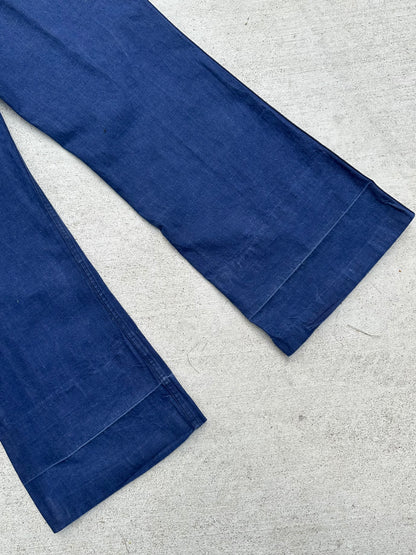 40’s/50’s US Navy Denim Selvedge Fly Wide Leg Deck Pants (Unisex 34)