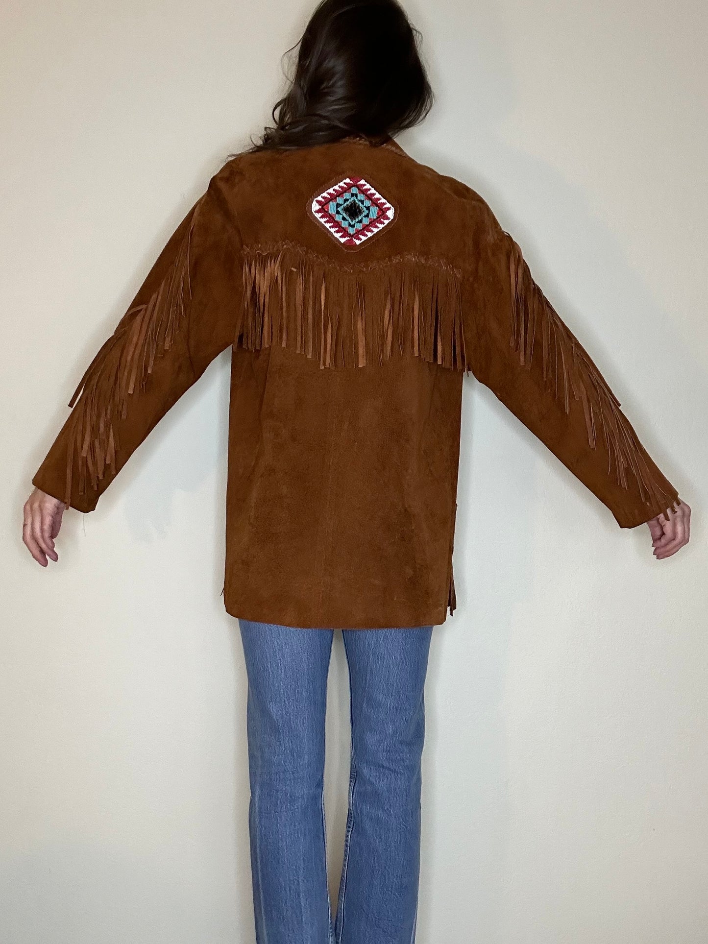 90’s Pia Rucci Beaded Suede Fringe Western Jacket (Women’s M/L)