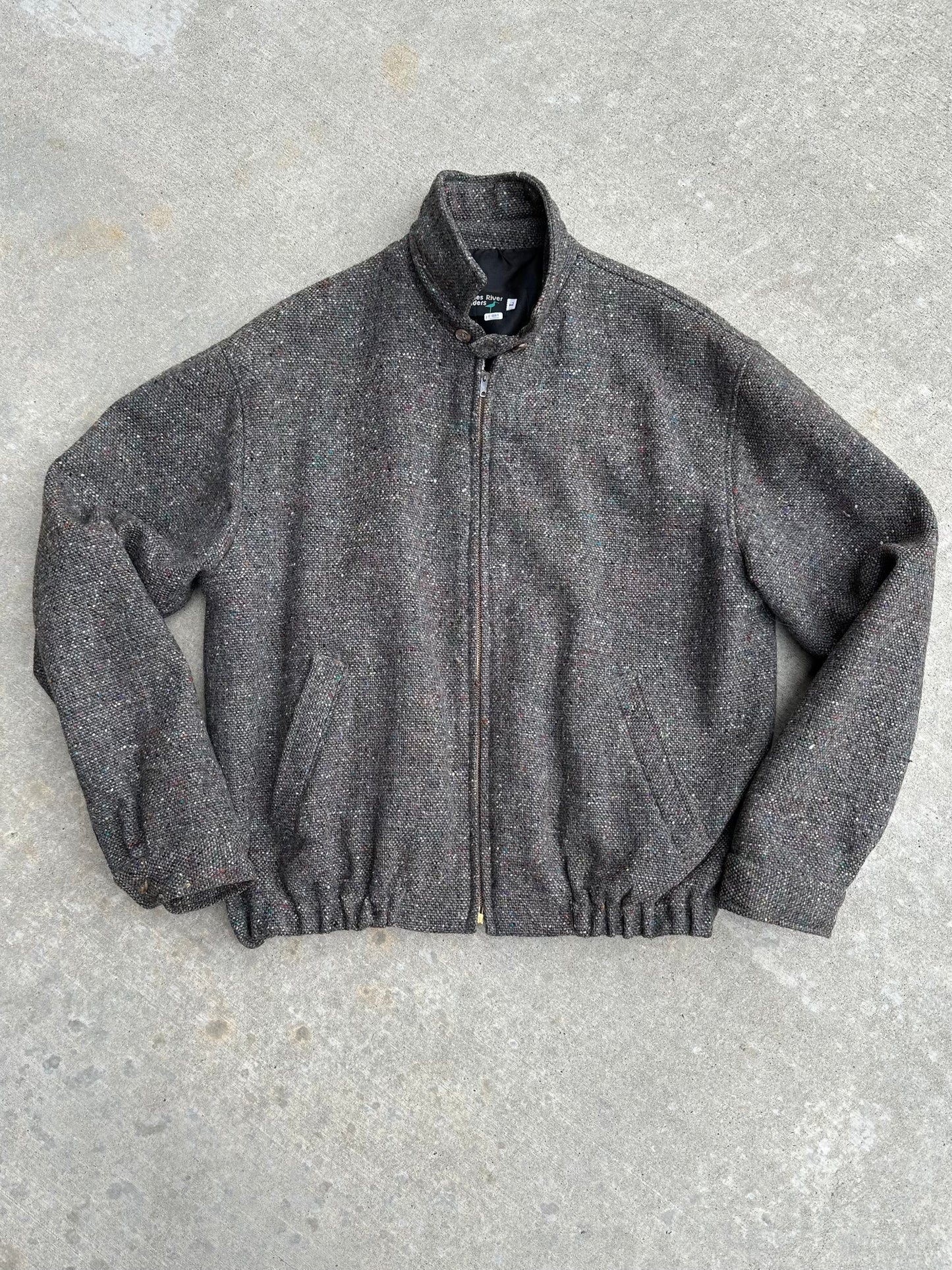 Vintage (50’s Style) Wool Tweed Zip-Up Rickey Jacket (Unisex L)