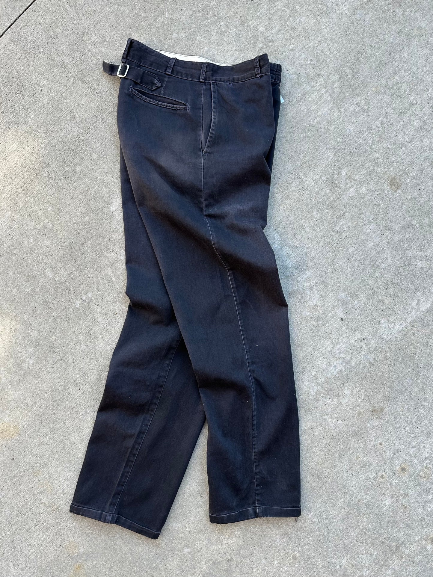 40’s Buckle Back Black Cotton Cuffed Trousers (31x31)