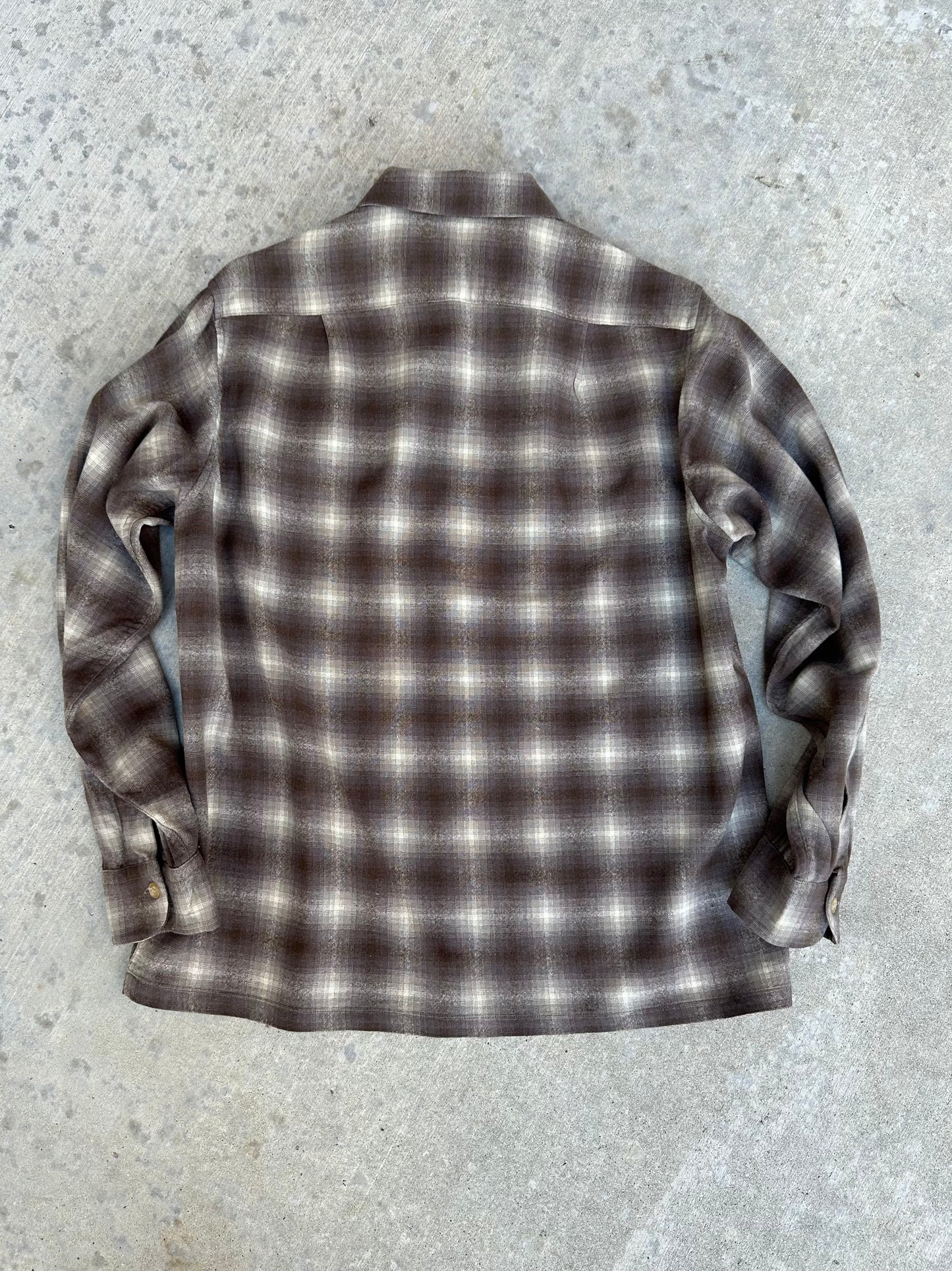 50’s Pendleton Shadow Plaid Loop Collar Wool Board Shirt (Men’s L)