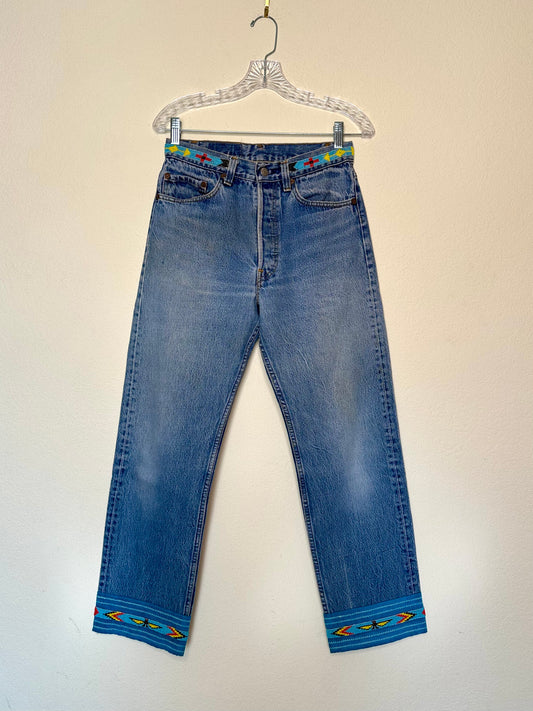 MCA Vintage Revival: Reworked 90’s Levi’s 501xx Beaded Jeans by BUZZ ‘18 USA (28x29 / Modern 2/4)