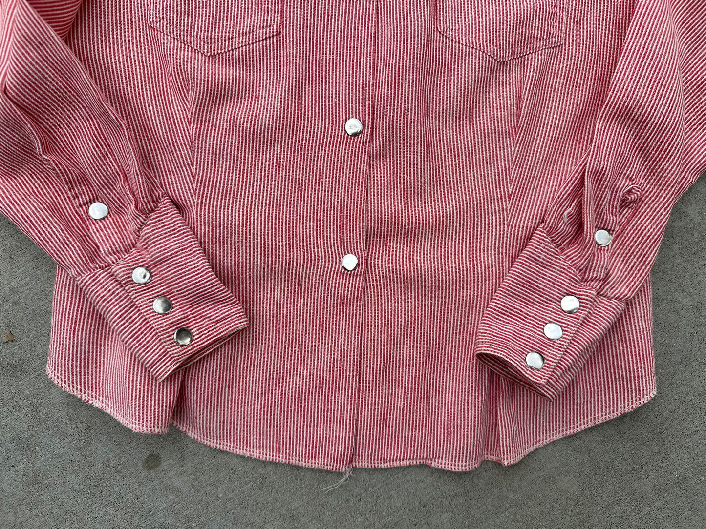 RARE 40’s Rockmount Ranchwear Women’s Sawtooth Woven Cotton Stripe Pearl Snap Shirt (XS/S)