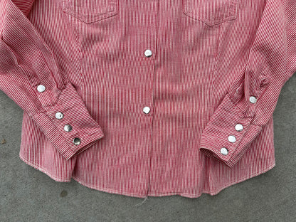 RARE 40’s Rockmount Ranchwear Women’s Sawtooth Woven Cotton Stripe Pearl Snap Shirt (XS/S)