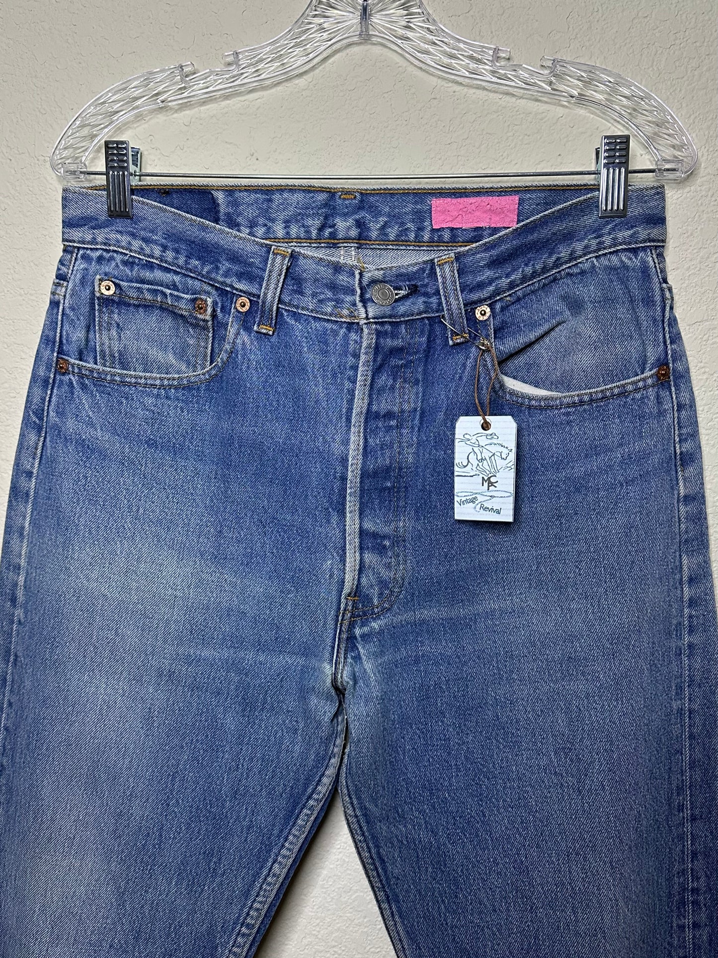 MCA Vintage Revival: 90’s 501 Jeans w/ Custom Velvet USA Hem (32x30 / Women’s Modern 30)