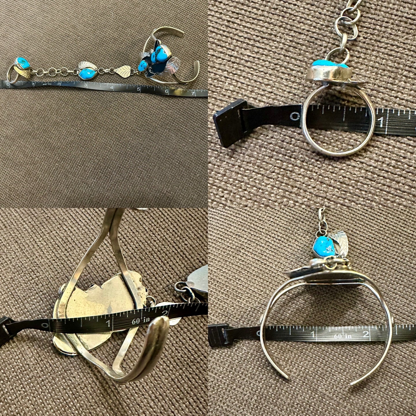 70’s Navajo Turquoise Nugget Silver Slave Bracelet