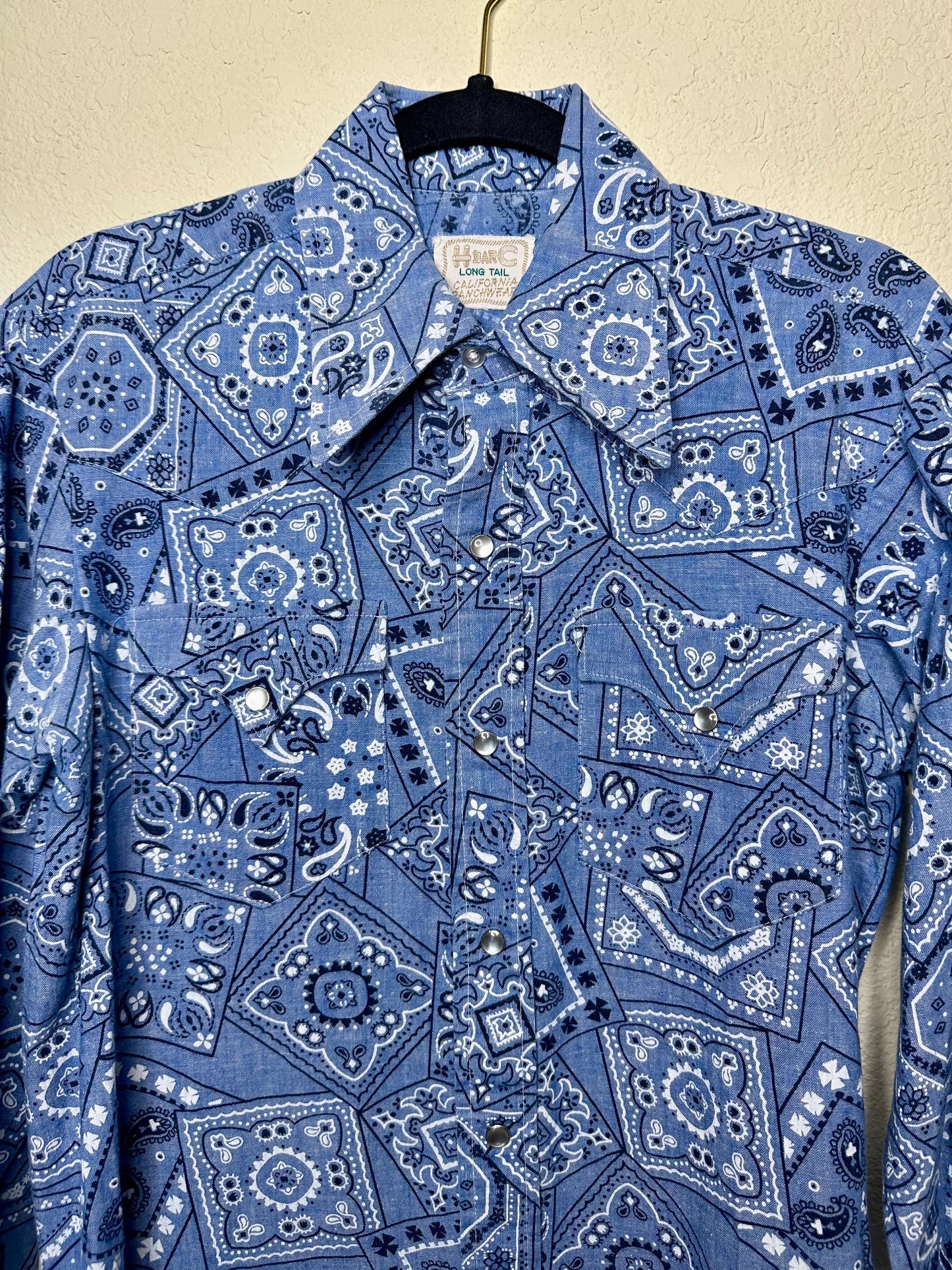 Rare 60’s/70’s H Bar C Ranchwear Bandana Pearl Snap Shirt (Unisex S/M)