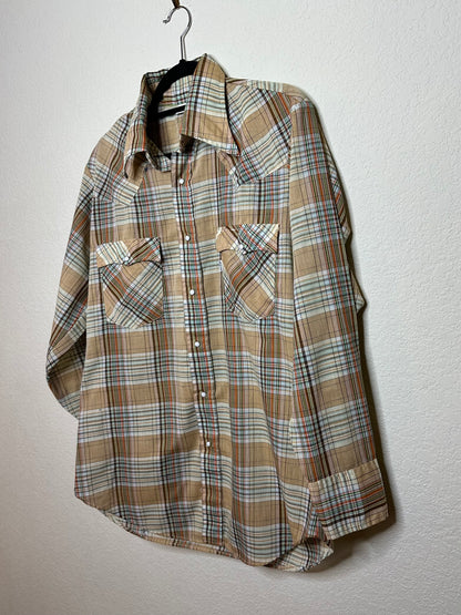 70’s Levi’s Plaid Western Pearl Snap Shirt (Unisex L)