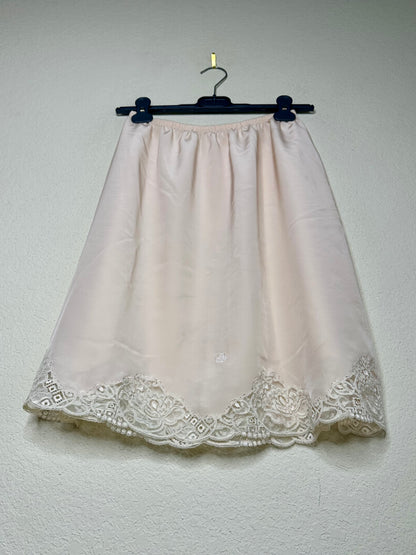 80’s Christian Dior Satin Slip Skirt w/ Embroidered Logo (M/L)