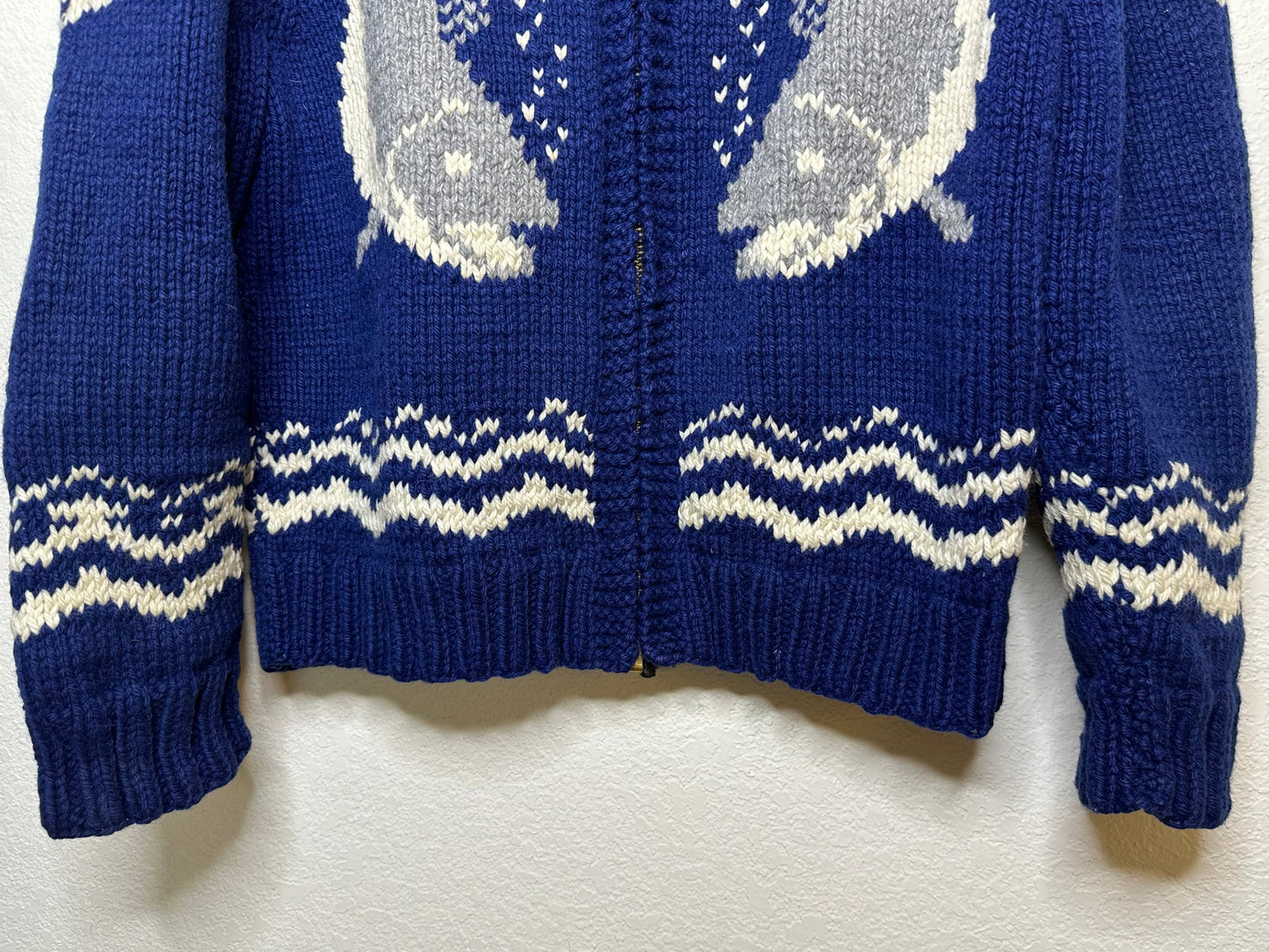 60’s Cowichan Style Hand Knit Zip-Up Sweater Jacket (Unisex L/XL)