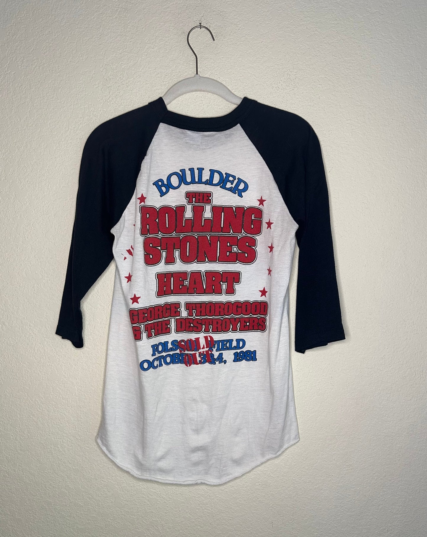 80’s Rolling Stones Heart Tour Single Stitch Raglan Tee (Unisex S)