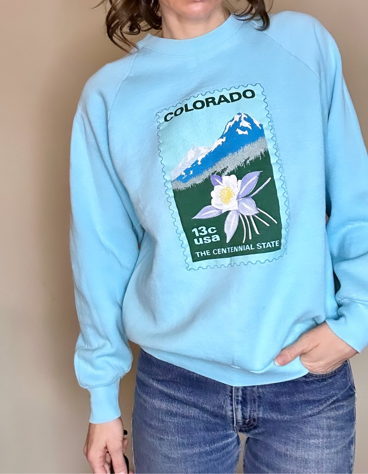 80’s Colorado Stamp Raglan USA Sweatshirt (Unisex L)