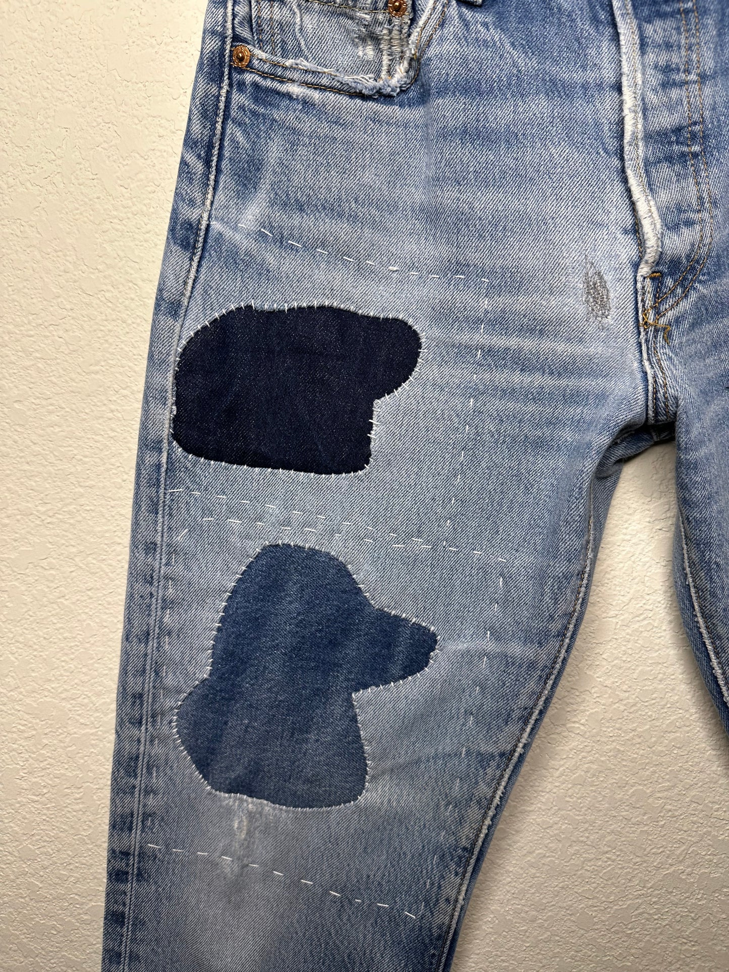 MCA Vintage Revival: Custom 90’s Levi’s 501XX Boro Patchwork Jeans (Modern 4/6)