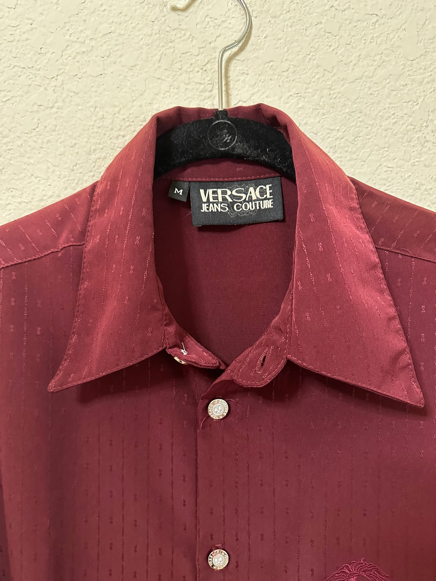 90s Versace Jeans Couture Medusa Embroidered Button-Down SS Shirt