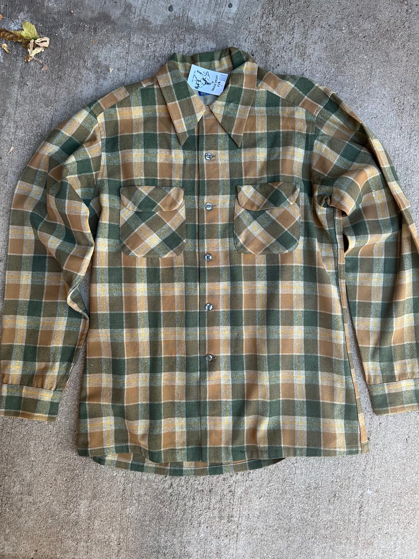 70’s Pendleton Loop Collar Plaid Wool Board Shirt (Men’s L)