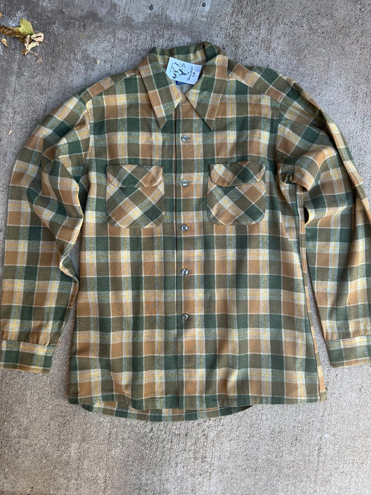 70’s Pendleton Loop Collar Plaid Wool Board Shirt (Men’s L)