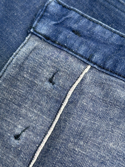 40’s/50’s US Navy Denim Selvedge Fly Wide Leg Deck Pants (Unisex 34)