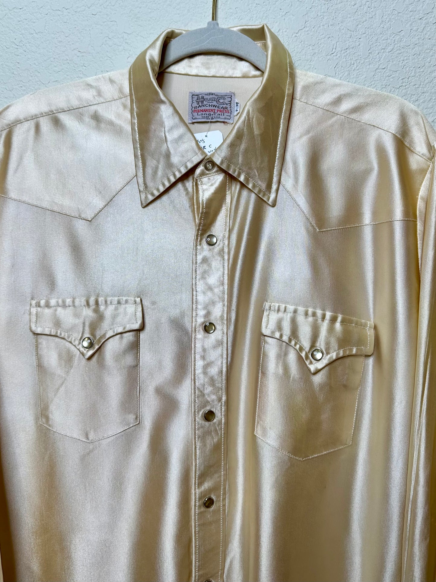 70’s H Bar C California Ranchwear Satin Pearl Snap Shirt (Unisex XL)