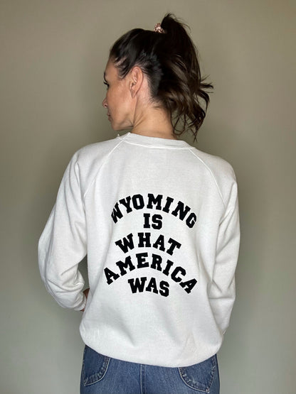 MCA Vintage Revival: 80’s “Wyoming Where Cowboys Roam” Raglan Sweatshirt - Custom Made (Unisex L)