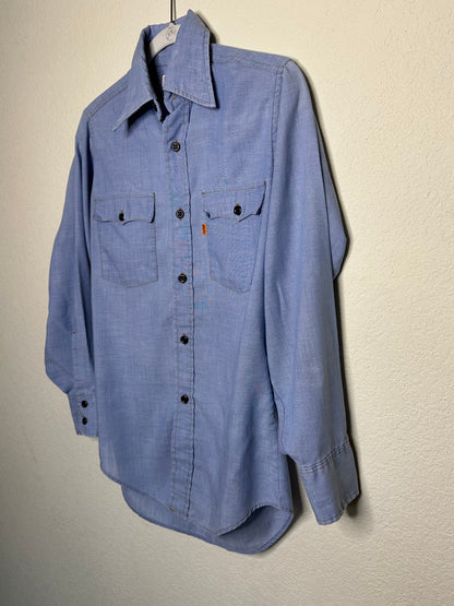 MCA Vintage Revival: 70’s Levi’s Orange Tab Western Chambray Hand Embroidered Shirt (Unisex S)